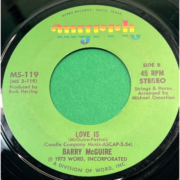 Barry McGuire David & Goliath / Love Is 45 Rock Christian Myrrh Records 119 - Picture 2 of 6